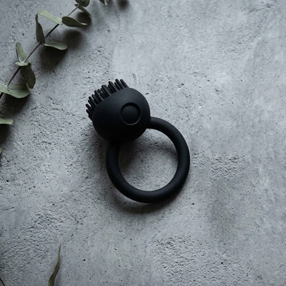 Black rechargeable vibrating cock ring with wireless remote — EroticBloom