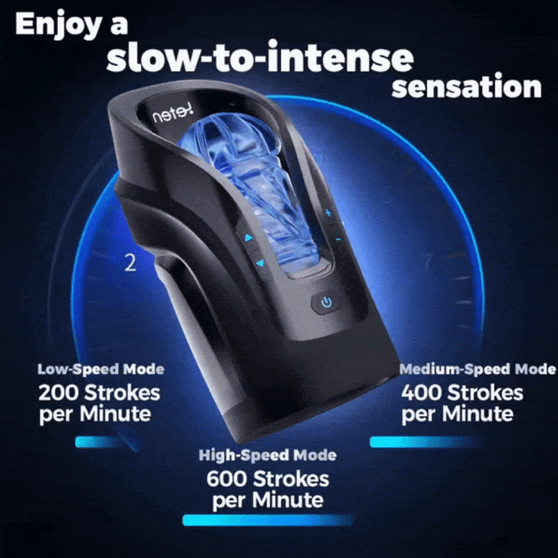 Cannon King Mini - KETEN Male Masturbator with 10 modes and 600 strokes per minute, featuring 3D textured sleeve and adjustable speed settings.