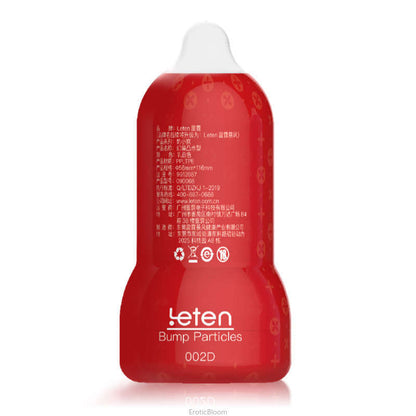 Male Pleasure Device - Portable & Compact with multi-level suction in a red casing labeled 'Leten Bump Particles 002D'. Ideal for discreet use.