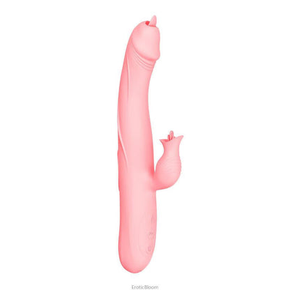 Pink G-spot rabbit vibrator with realistic tongue-like tip for clitoral and G-spot stimulation 42°C 