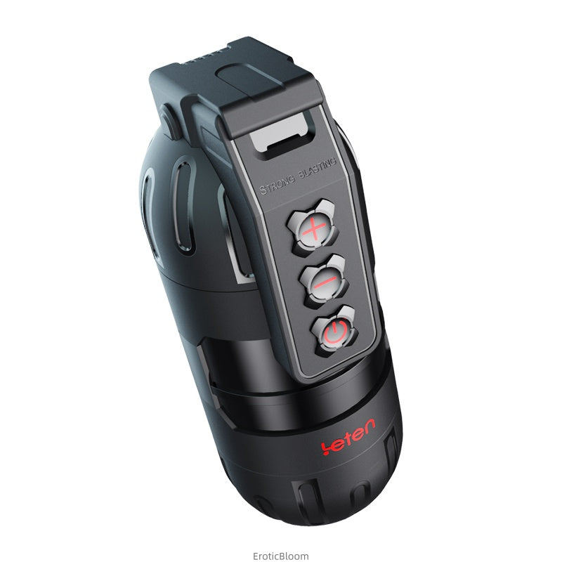 Male Stroker - App-Controlled Pleasure with 10 vibration modes, audio integration, and one-touch boost for immersive solo play. Sleek black design with control panel.