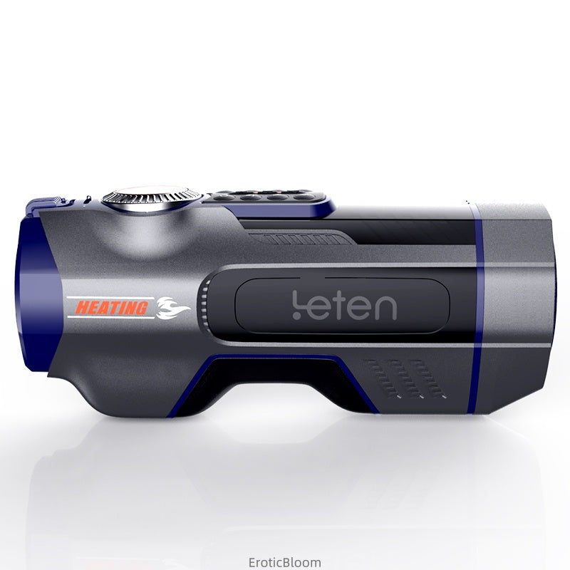 Digital Male Stroker - AI Dual Motor with temperature control and smart speed, featuring a sleek black and blue design and LCD control panel.