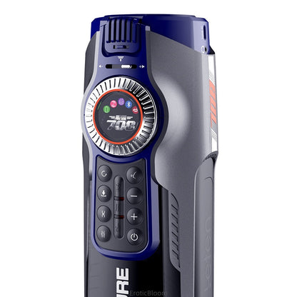 Digital Male Stroker with AI dual motor, smart speed control, and LCD panel for temperature and vibration settings in premium adult massager design.