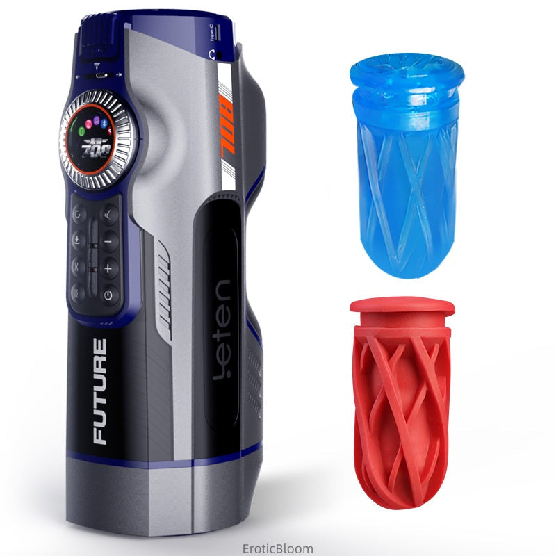 Digital Male Stroker - AI Dual Motor with smart speed control, LCD panel, and two textured sleeves for customizable pleasure experience.