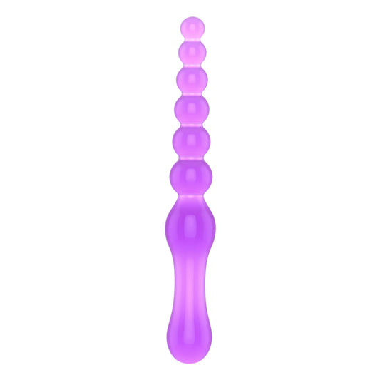 Flexible Jelly Anal Plug and Anal Beads - G-Spot Massager for Beginners - Purple Silicone Training Set