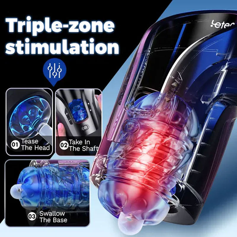 Cannon King Mini - KETEN Male Masturbator with triple-zone stimulation showing 3D textured interior and 10 modes for intense male training.