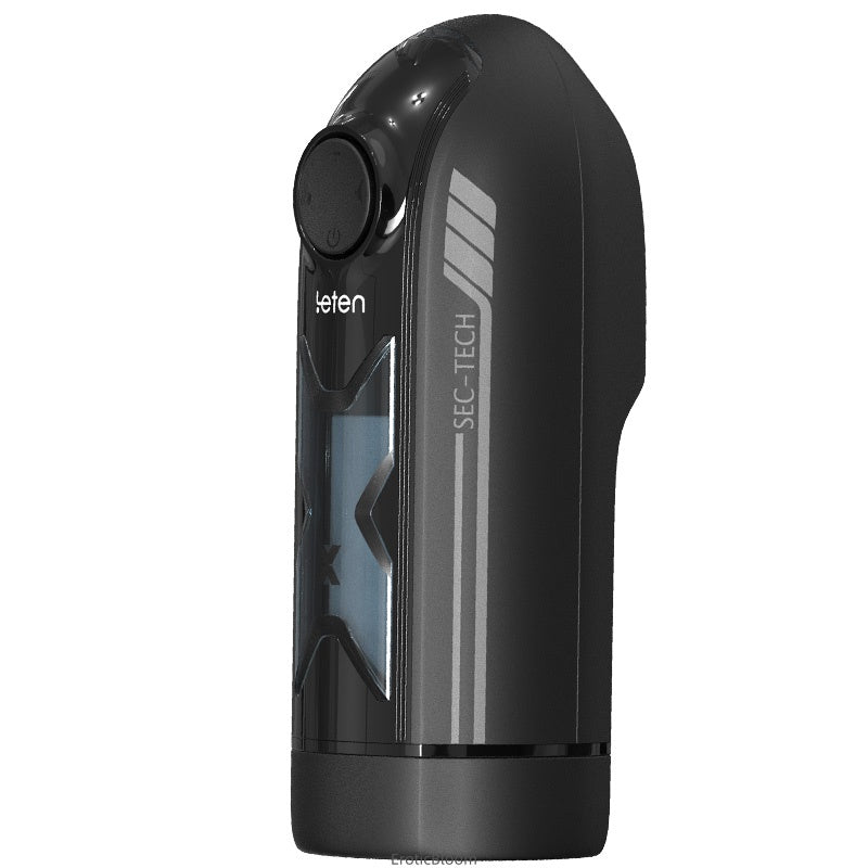 LETEN Ultra-Speed Male Stroker with 700 SPM, heating function, and multi-language audio in sleek black design for advanced personal pleasure.