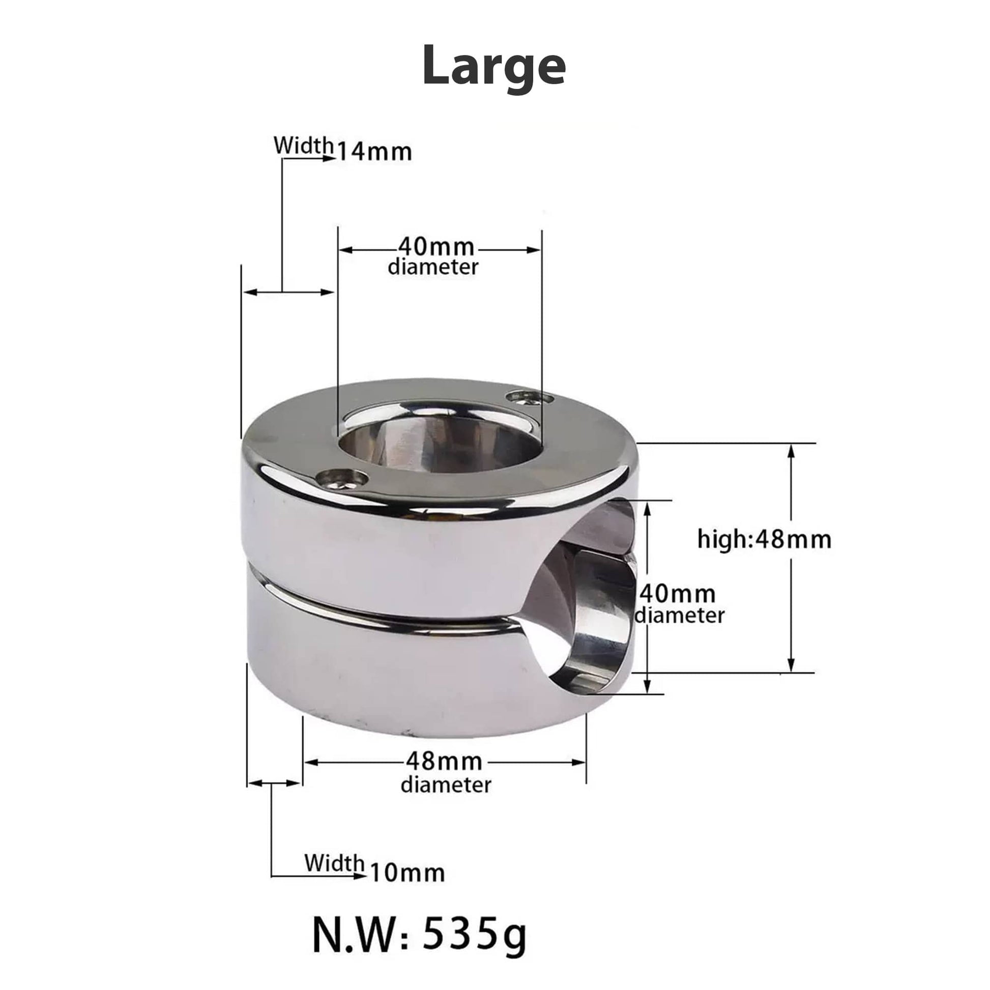 Large Size Dimensions for Stainless Steel Cock Rings