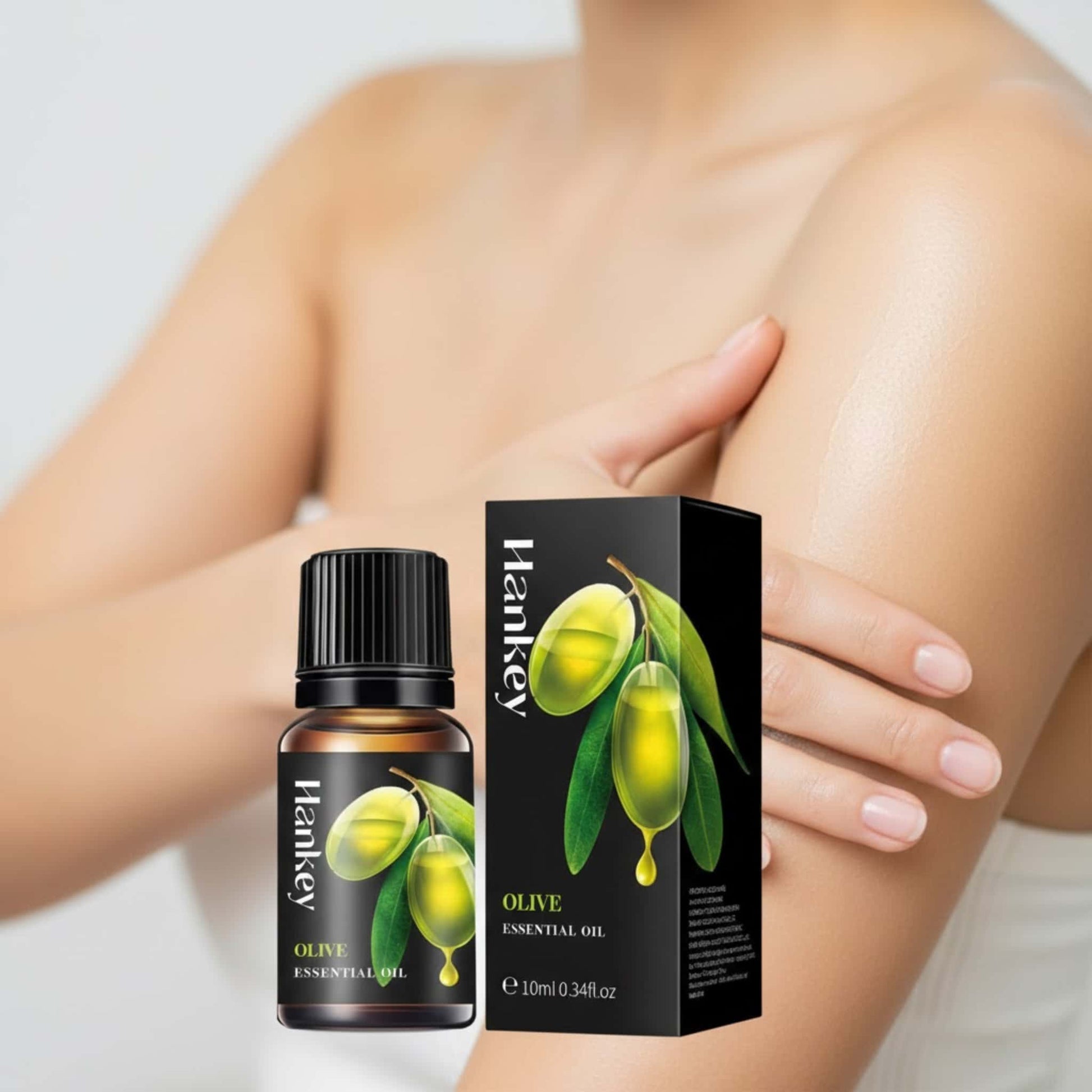 Olive silky sensual oil in the foreground, with blurred figures in the background showing effortless intimate connection and smooth touch.