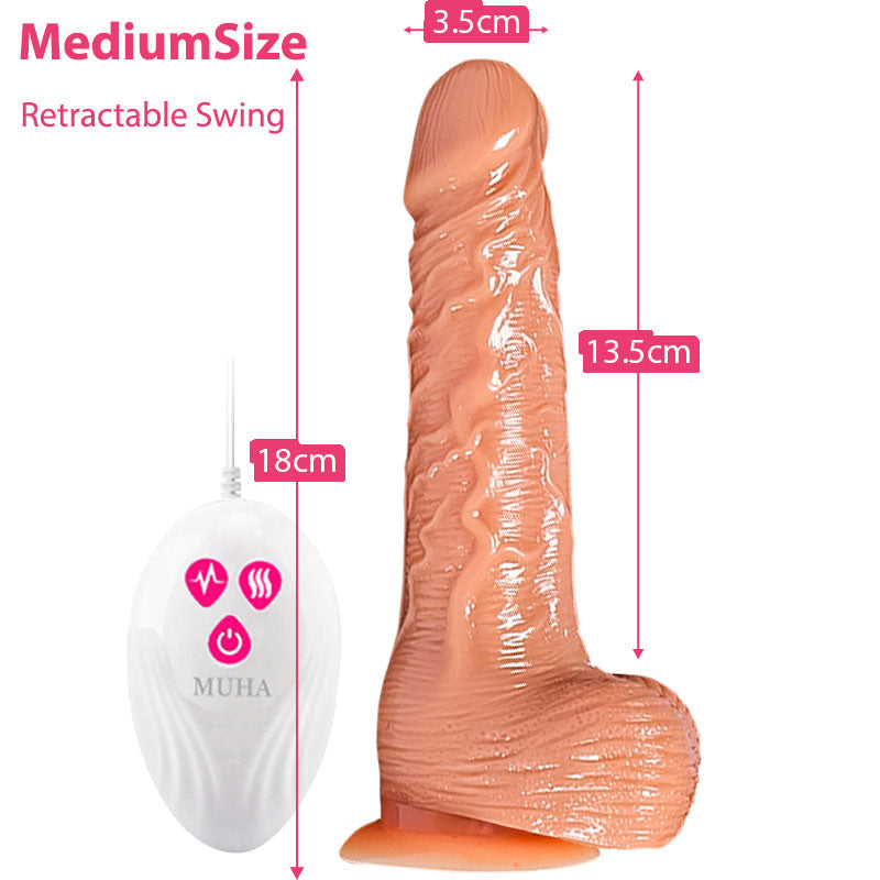 Premium wireless remote personal massager in medium size with 13.5cm insertable length and 3.5cm width. Features retractable swing and suction base.