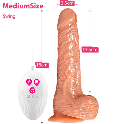 Premium wireless remote personal massager in medium size with 13.5cm insertable length and 3.5cm width. Features suction base and ergonomic design.