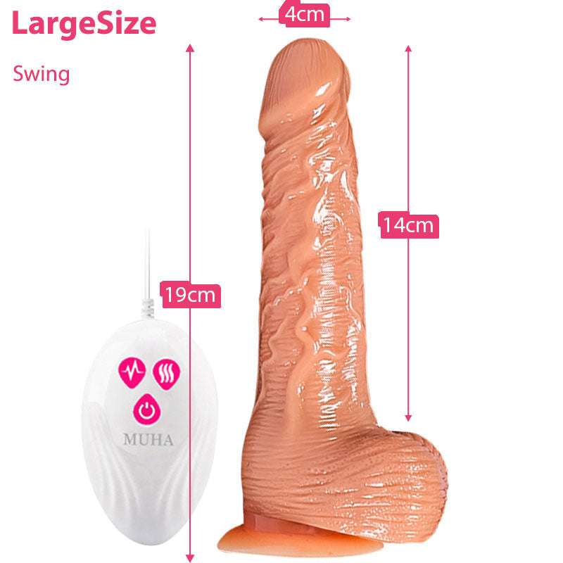 Premium wireless remote personal massager in large size with 14cm insertable length and 4cm width, featuring realistic texture and suction base.