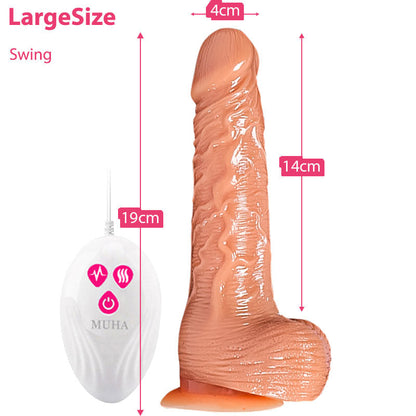 Premium wireless remote personal massager in large size with 14cm insertable length and 4cm width, featuring realistic texture and suction base.
