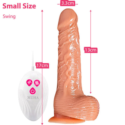 Premium wireless remote personal massager in small size with 13cm length and 3.3cm width, featuring realistic texture and suction base.